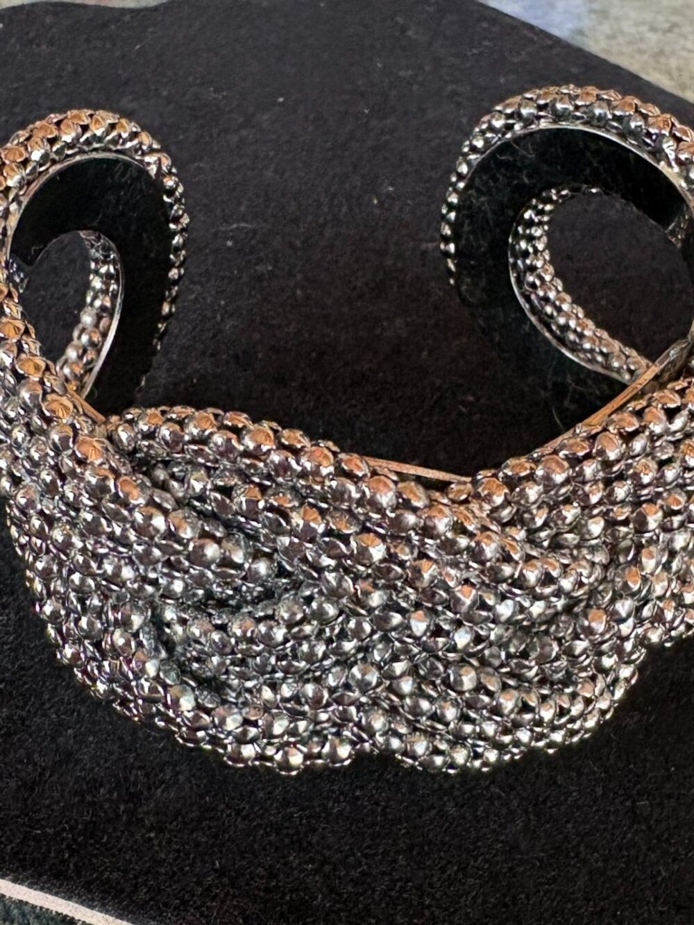 Vintage Dark Grey Beaded Cuff Bracelet
